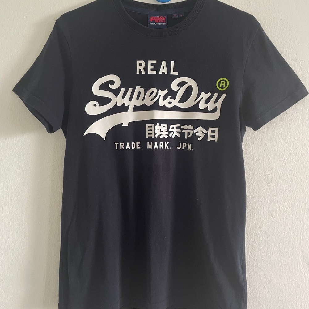 Superdry Black Short Sleeve Tee with Vintage Logo